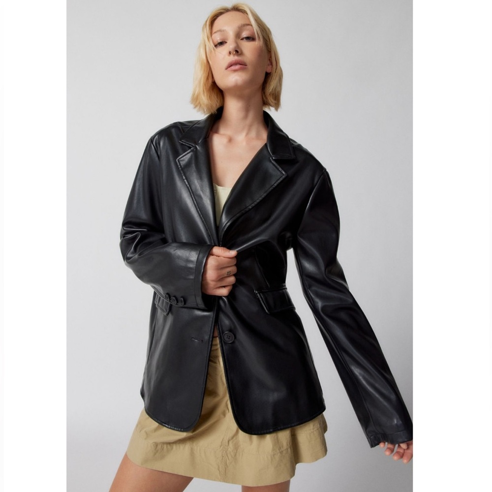 Urban Outfitters Jules Black Faux Leather Blazer